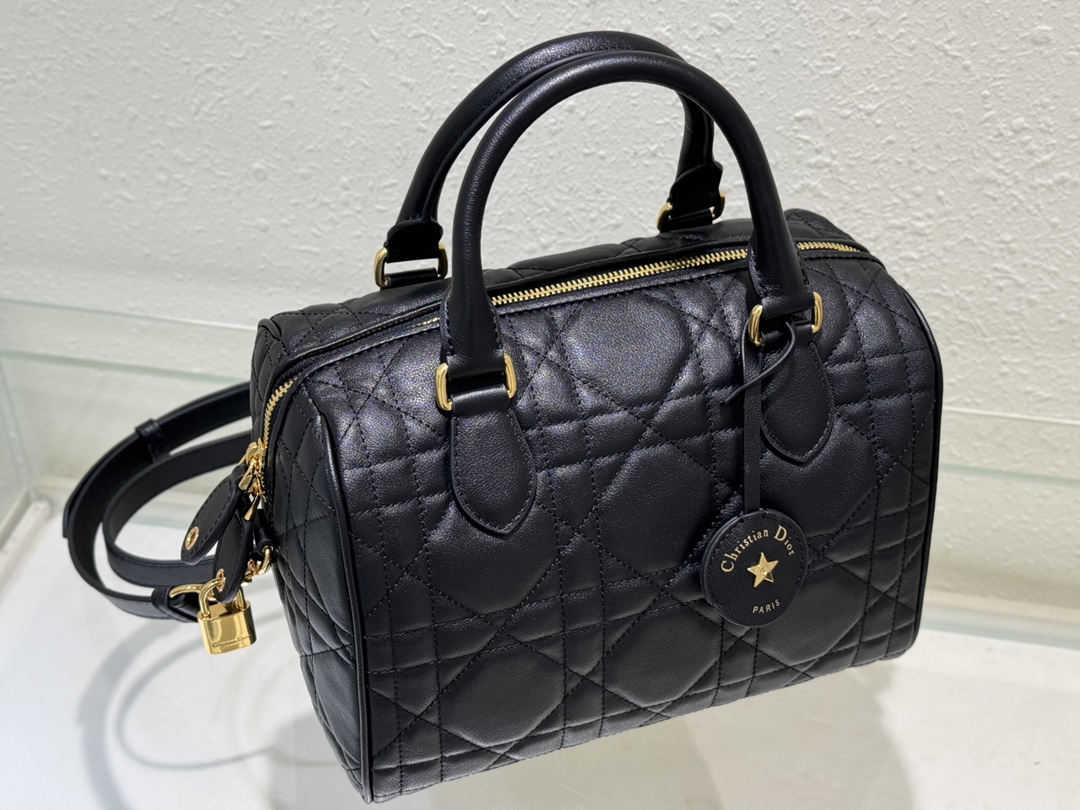 Dior Groove 25 Bag Black Macrocannage Calfskin